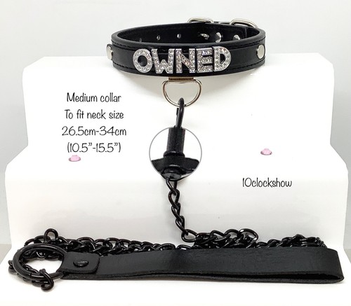 Bdsm collar leash set black - ,