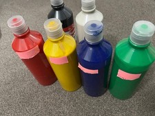 Scola Water Based Tempera Paint, 6 bright colours, 600ml bottle