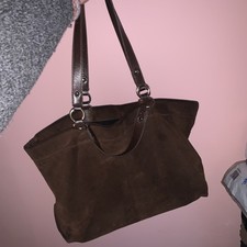 REAL SUEDE BROWN LEATHER TOTE