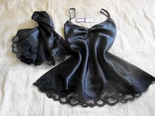 Black Satin Cami Pyjamas S