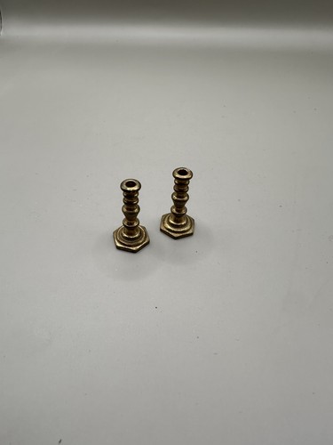Miniature brass candlesticks - brass,