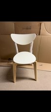SET OF 6 (six)  WOODEN CHAIRS WITH COLORED SEAT IN WHITE AND NATURAL LEGS