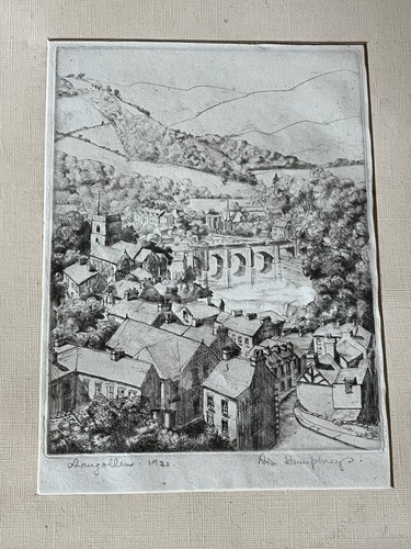 Llangollen signed etching - llangollen,
