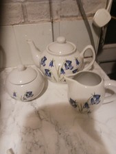Teapot, Milk Jug And Sugar Bowl With Bluebell Design Used
