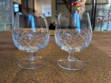 2 Vintage Crystal Brandy Snifter Glasses Approx 12cm Tall x 9cm Diameter
