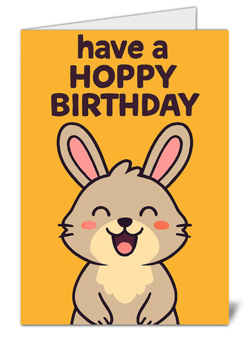 Cute bunny birthday card - card, –