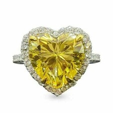 3.30 Ct Natural Citrine & Diamond Engagement Ring 14K Solid White Gold Size 6.5