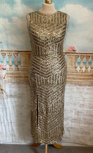 Evening dress gold sequin - evening,