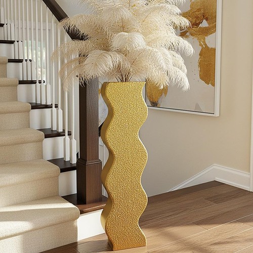 Golden wave floor vase for - vase,