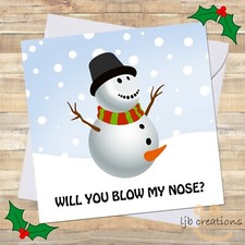 Naughty SNOWMAN Christmas Card Sexy Rude Adult Humour Girlfriend Wife BJ XMAS 🎄