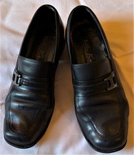 Gino Ventori Ladie's Black Leather Slip-On Shoes / Loafers - Size 38/UK 5