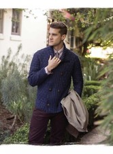 Knitting Pattern copy  Mens Designer aran shawl collar cardigan 40-58" 860J