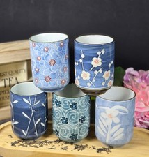 Set of 2 Japanese Teacup Ceramic Tea Cup Mug Japanese Traditional Flower Design