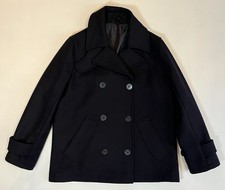 Original Montgomery Ladies Lined Reefer Pea Navy Coat Large