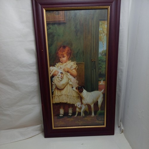 Vintage framed print puppy - print,,