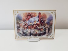 Bradford Exchange Editions HOLLY COTTAGE Porcelain Christmas Postcard New