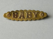 Vintage Art Deco rose gold plated ‘BABY’ brooch (AG5)