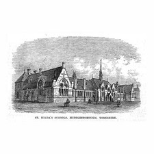 MIDDLESBROUGH St Hilda's Schools - Antique Print 1870
