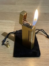 Vintage Dunhill Rollagas Lighter Gold Plated Serviced With Pouch And Adapter
