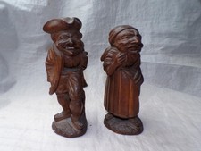 PAIR OF ANTIQUE BLACK FOREST SWISS FIGURAL NUTCRACKERS - OLD MAN AND WOMAN