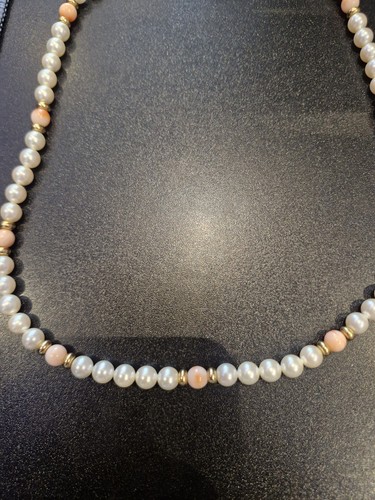 Pearl and coral - coral, beaded