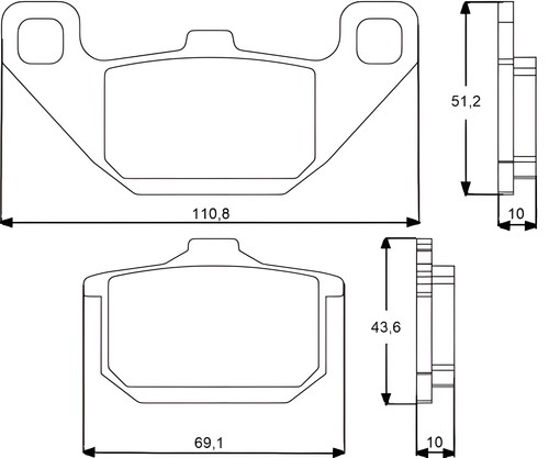 Front recessed brake pads for - recessed,