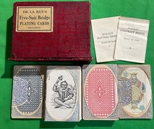 DE LA RUE Tax Wrapped TWIN SET Old Vintage ** FIVE SUIT BRIDGE ** Playing Cards