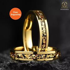 Ladies Gold Wedding /Promise Ring 4mm – 18K Plated Tungsten Band - Gift For Her