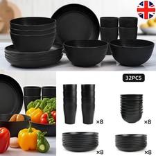 32PCS Set Black Dinnerware