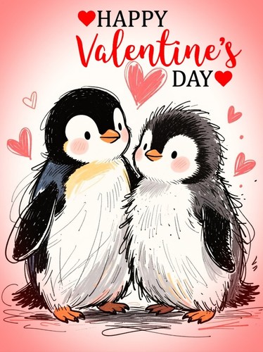 Cute penguins card - ,