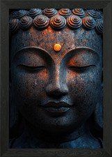 Stone Buddha Head Framed Wall