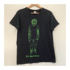 Ed Sheeran Gildan Graphic T-Shirt Black Green Outline Design Size M 100% Cotton