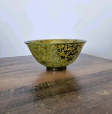 Vintage Chinese Spinach Jade carved Bowl Dia10cm with good condition