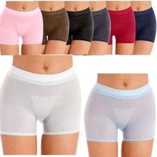 Women's Glossy Stretchy Shorts Semi See-through Short Pants Underwear Nightwear