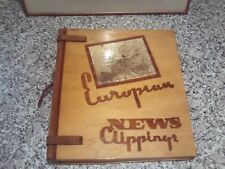 Vintage 'European News Clippings' Scrapbook c.1930s Pasadena Wood & Metalcraft