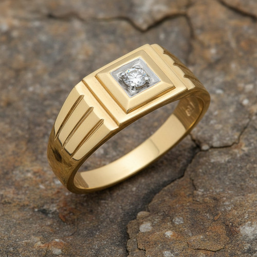 9ct yellow gold gents - yellow, square