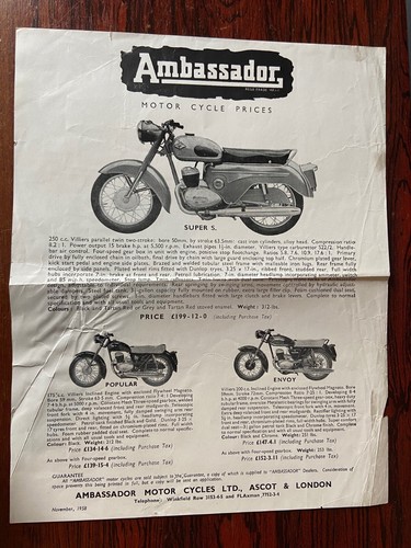 Ambassador motorcycle 1958 - ambassador,