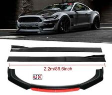 Universal Black+Red Front Bumper Splitter Spoiler Lip+86.6 Side Skirts Extension