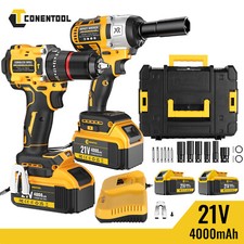 Cordless Impact Wrench+ Cordless Drill Driver Combi Drill Brushless Electric Set