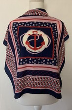 scarf oasis square 26” X 26” navy red polyester sailor boat theme womens