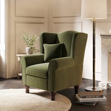 Olive Green Velvet Wingback