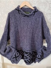 The Irish Woolen Mills Mens jumper Purple Knit Aztec Retro Medium Oversized Fit