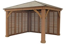 Yardistry 12ft x 12ft (3.7 x 3.7m) Cedar Gazebo with Double Privacy Wall &