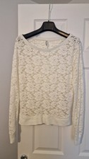 Aeropostale Sheer White Devore Flower Print - L