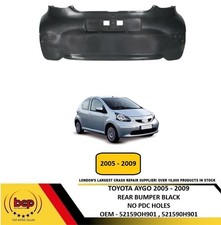 TOYOTA AYGO 2005 - 2009 REAR  BUMPER BLACK NOT PRIMED NO PDC HOLES OEM QUALITY 