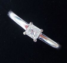 18ct White Gold 0.15ct Princess Diamond Solitaire Ring, Size L1/2