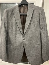 Mens 48"L M&S Sartorial Grey Twill Blazer Pure New Wool Suit Jacket