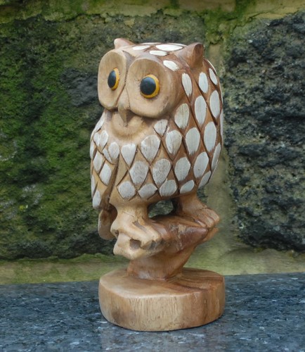 Wooden owl carving - wooden,