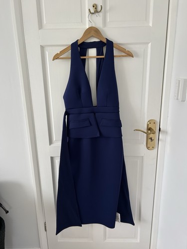 Navy blue halter neck dress - navy,