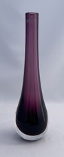 Caithness Stroma Glass Teardrop Bud Vase Purple Amethyst 20cm